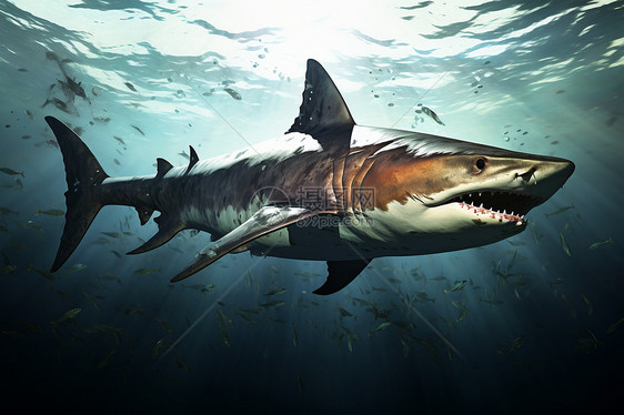 深海中觅食的鲨鱼图片