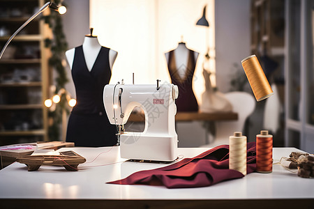 缝纫裁剪手工缝纫的服装工作室背景