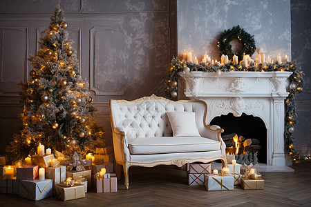 传统的圣诞节室内装饰高清图片