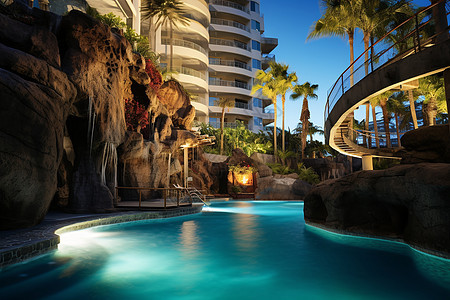 现代奢华的酒店户外泳池图片