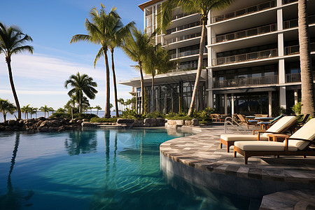 海洋主题酒店豪华的酒店户外泳池背景