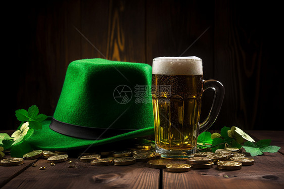 绿帽和啤酒图片