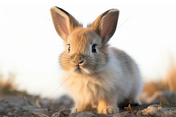 可爱的小白兔与花草为伴图片