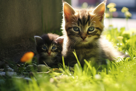 草地的流浪猫图片