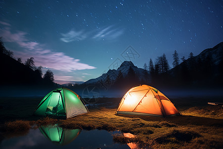 户外露营地的星空景观图片