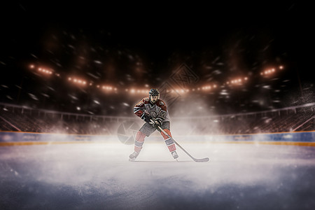 冬季冰面上的曲棍球运动图片