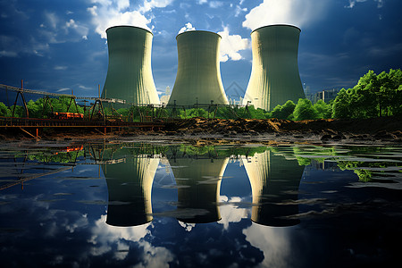 大型核电厂的烟囱图片