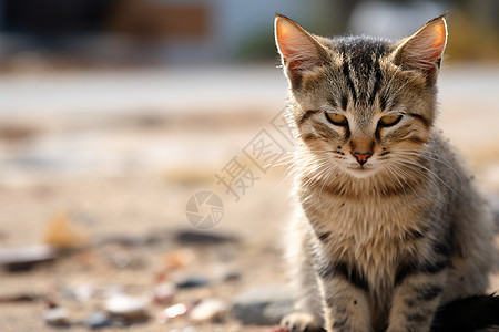 小猫在街道上休息图片