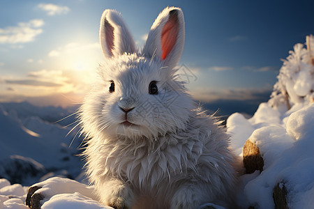 雪中白兔图片