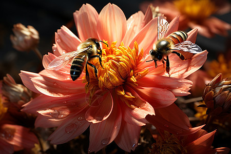 大自然中的蜜蜂采蜜图片