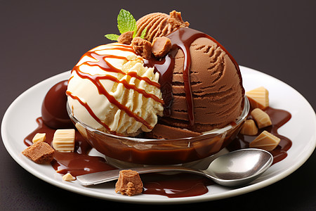 冰凉爽口的巧克力冰淇淋图片