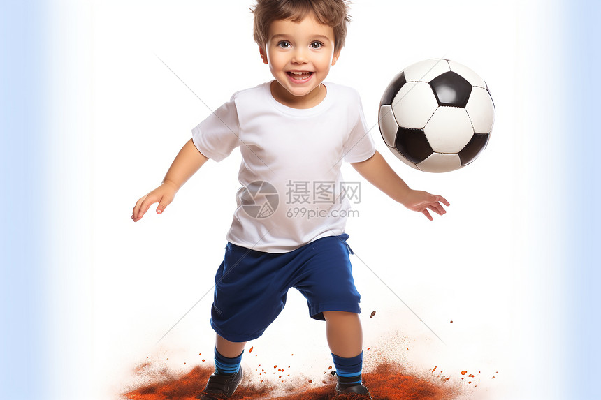 玩足球的可爱小男孩图片