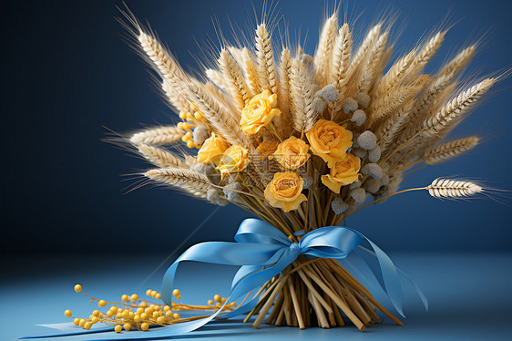 精美包装的麦穗花束图片