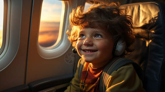 飞机上的男孩图片