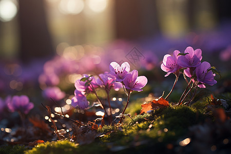 阳光下的紫花图片