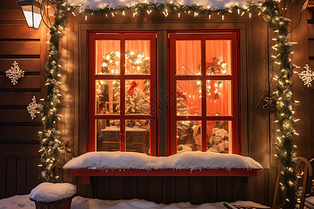 圣诞节窗口的装饰图片
