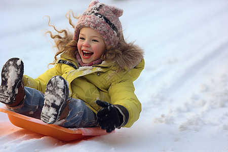 冬天快乐的小女孩背景图片