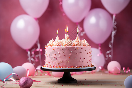 粉色的生日蛋糕图片