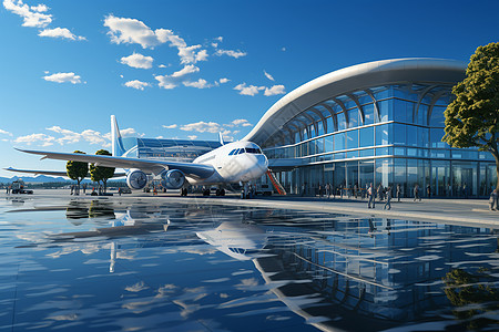 构造繁忙的机场景象设计图片