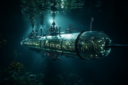 水下航行的潜艇图片