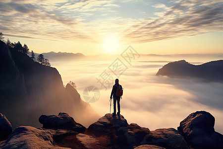 山顶上的登山者图片