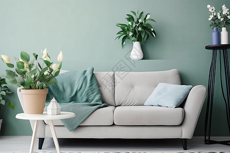 住宅内的沙发和绿植图片