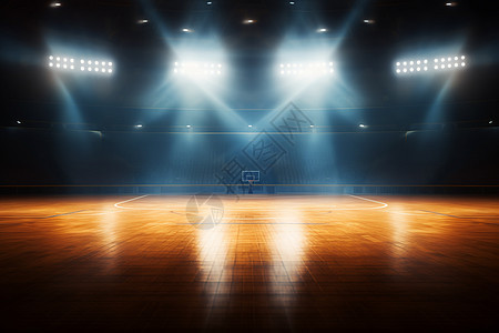 室内篮球场中的灯光图片