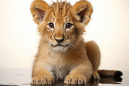 小狮子宝宝沉思的眼神背景图片