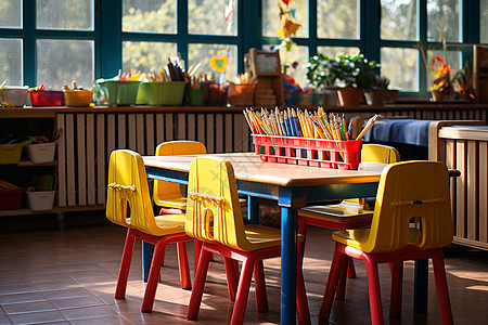 阳光下的幼儿教室背景图片