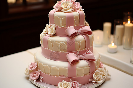 浪漫婚礼中的精美蛋糕图片