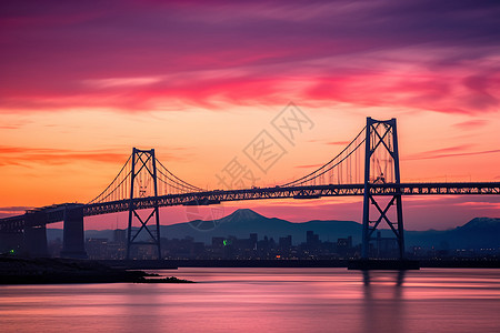 夕阳下的大桥图片