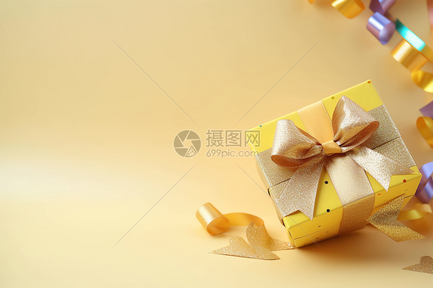金色礼盒背景图片