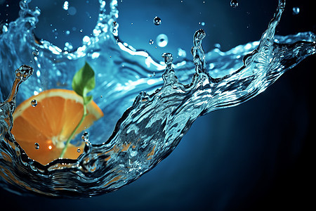 水波中漂浮的橙子背景图片