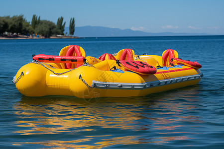 湖上的黄色筏子图片