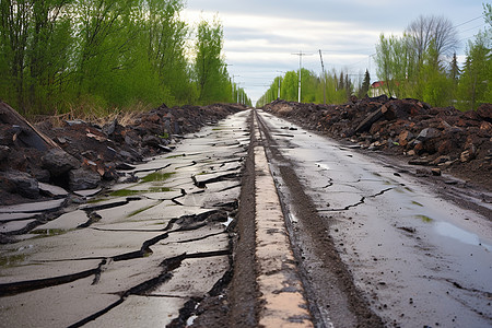 炸裂开的道路图片