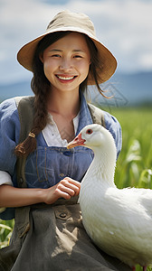 时尚农妇和鹅图片