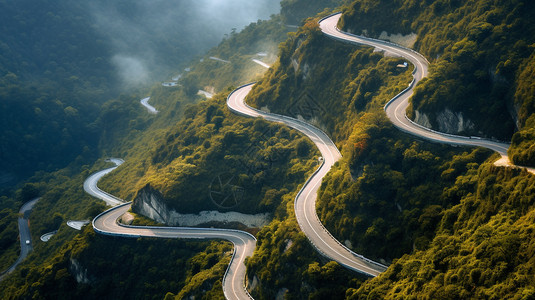 密集的山路图片