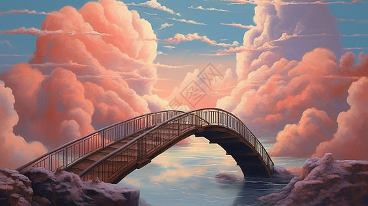 云端上的桥梁图片