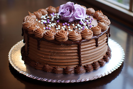 可口的巧克力奶油蛋糕图片