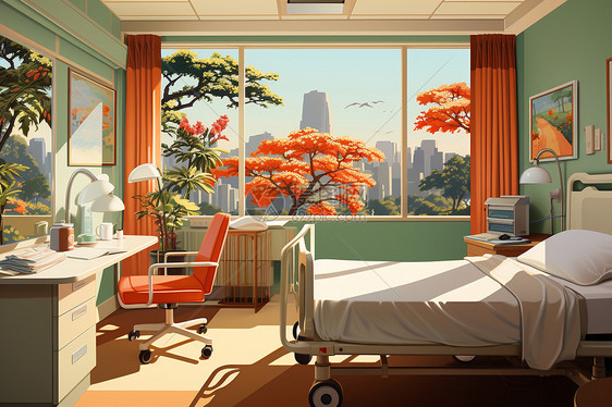 现代装潢的病房插图图片