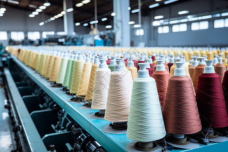 工厂中的纺织棉线图片