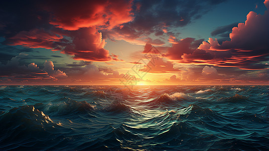 日落时的海洋风景图片