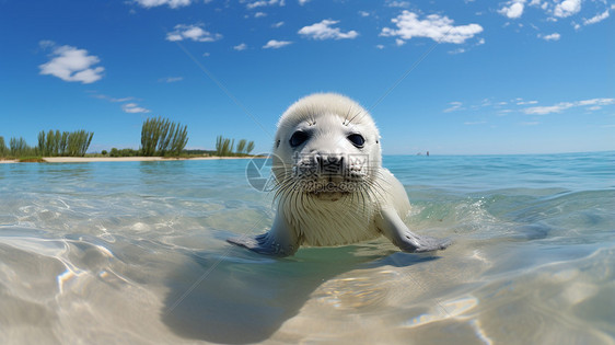 海滩上的海豹图片