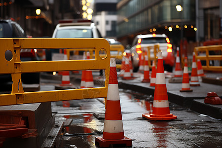 道路上的交通障碍高清图片