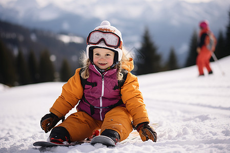 户外游玩滑雪的孩子图片