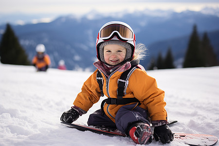 冬日滑雪的孩子图片