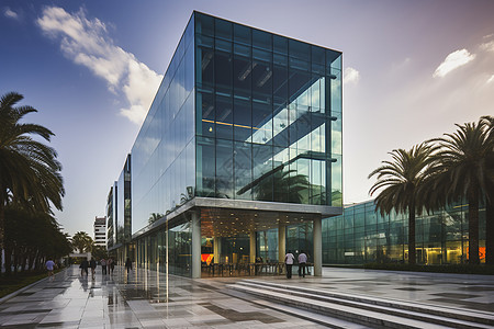 现代的玻璃建筑背景图片