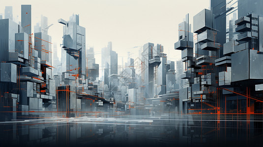 三维的城市建筑图片