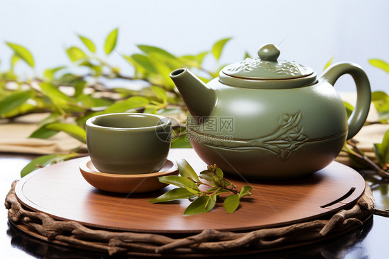 茶壶中的茶叶图片