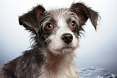 被雨淋湿的小狗图片